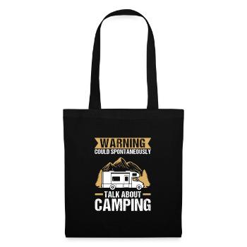 Campen Camping Campingplatz Geschenk - Stoffbeutel - Schwarz - Vorne