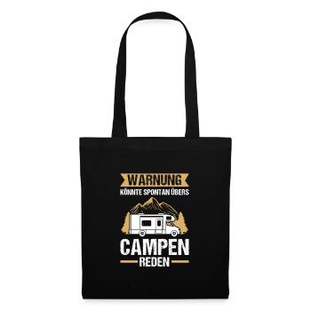 Campen Camping Camper Geschenk - Stoffbeutel - Schwarz - Vorne