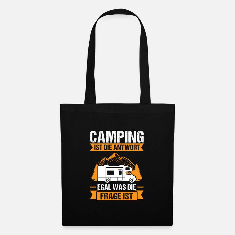 Campen Camping Camper Geschenk - Stoffbeutel - Schwarz