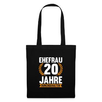 20 Jahre Ehe Ehefrau 20. Hochzeitstag Geschenk - Stoffbeutel - Schwarz - Vorne