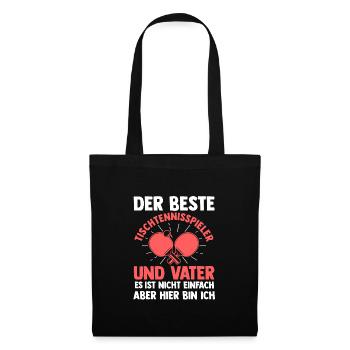 Tischtennis Papa Vater Geschenk - Stoffbeutel - Schwarz - Vorne