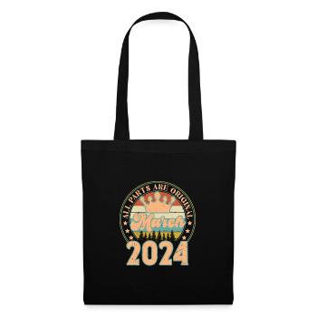 Mars 2024. Cadeau d’anniversaire mars 2024. March. - Sac en tissu - noir - Devant