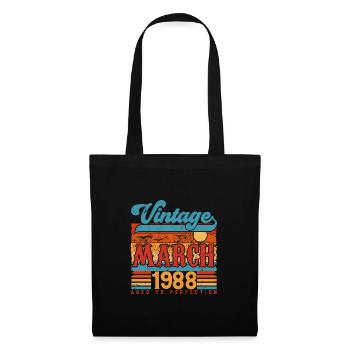 Mars 1988, Cadeau Anniversaire Vintage Mars 1988. - Sac en tissu - noir - Devant