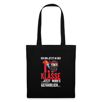 1.Klasse Ninja Einschulung Geschenk - Stoffbeutel - Schwarz - Vorne