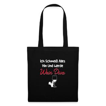 Wein Schorle Weinglas Geschenk - Stoffbeutel - Schwarz - Vorne