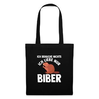 Biber Tier Biber Damm Geschenk - Stoffbeutel - Schwarz - Vorne