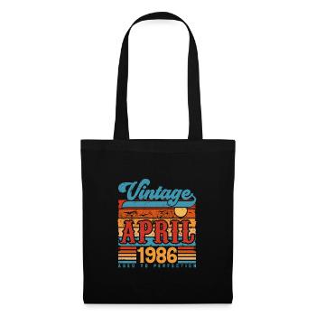 April 1986, April 1986 Vintage Jubiläumsgeschenk - Stoffbeutel - Schwarz - Vorne