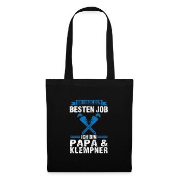 Papa Klempner Sanitär Geschenk - Stoffbeutel - Schwarz - Vorne