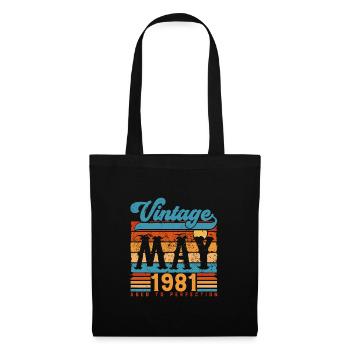 Mai 1981, Vintage Jubiläumsgeschenk Mai 1981. - Stoffbeutel - Schwarz - Vorne