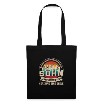 Papa & Sohn Familie Papa Geschenk - Stoffbeutel - Schwarz - Vorne