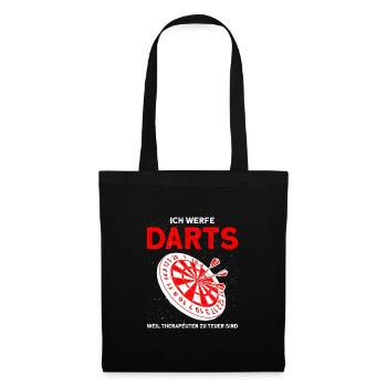 Darts Darten Dartscheibe Geschenk - Stoffbeutel - Schwarz - Vorne