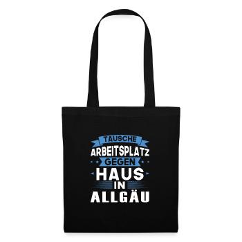 Allgäu Schwäbisch Süddeutschland Geschenk - Stoffbeutel - Schwarz - Vorne
