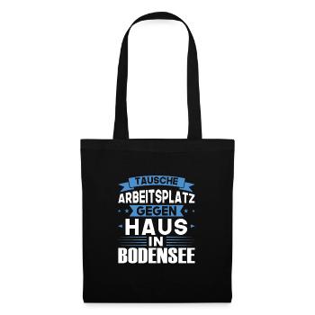 Bodensee Schwäbisch Süddeutschland Geschenk - Stoffbeutel - Schwarz - Vorne