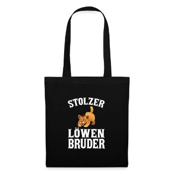 Bruder Löwe Schwester Geschenk - Stoffbeutel - Schwarz - Vorne