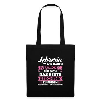 Lehrer Lehrerin Schule Geschenk - Stoffbeutel - Schwarz - Vorne