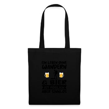 Wandern Bier Wanderer Geschenk - Stoffbeutel - Schwarz - Vorne