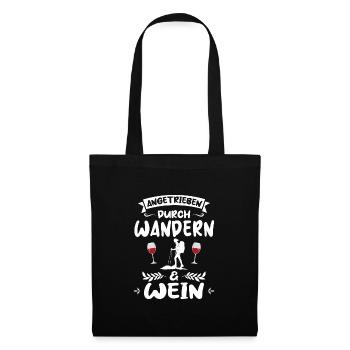 Wandern Wein Bergsteiger Geschenk - Stoffbeutel - Schwarz - Vorne