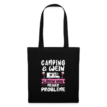 Campen Wein Camping-Liebhaber Geschenk - Stoffbeutel - Schwarz - Vorne