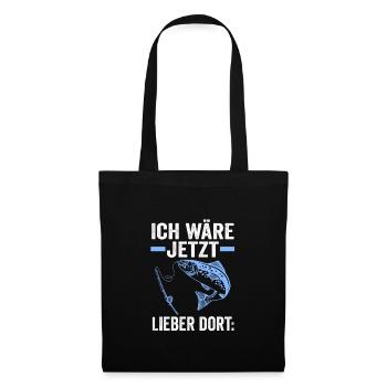 Angeln Fische Fischen Geschenk - Stoffbeutel - Schwarz - Vorne