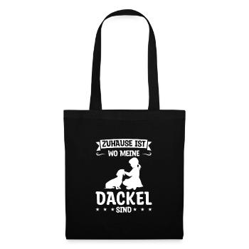 Dackel Hund Dachshunde Geschenk - Stoffbeutel - Schwarz - Vorne