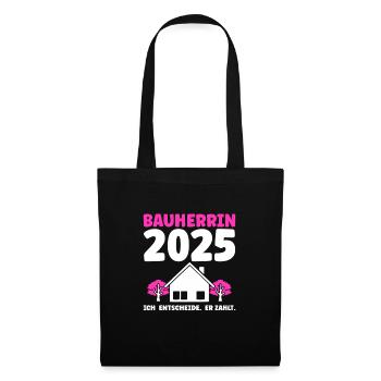Bauherr Traumhaus Bauherrin Geschenk - Stoffbeutel - Schwarz - Vorne