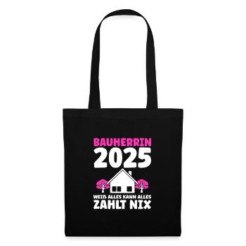 Bauherr Traumhaus Bauherrin Geschenk - Stoffbeutel - Schwarz - Vorne