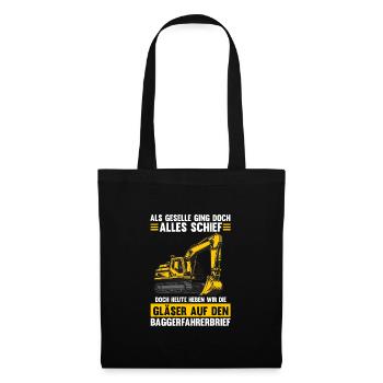 Bagger Fahrer Bagger Bauen Geschenk - Stoffbeutel - Schwarz - Vorne