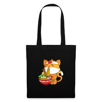 Maneki Neko Japan Glücksbringer - Stoffbeutel - Schwarz - Vorne