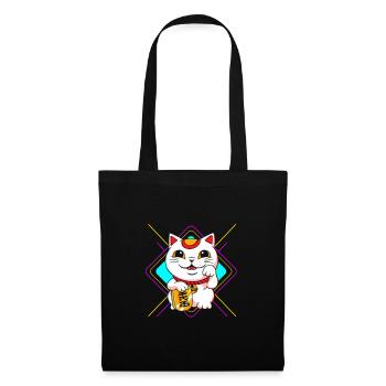 Maneki Neko Japan Glücksbringer - Stoffbeutel - Schwarz - Vorne
