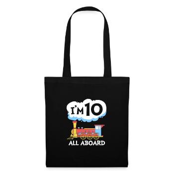 Anniversaire des enfants Train Train Conducteur Locomotive - Sac en tissu - noir - Devant