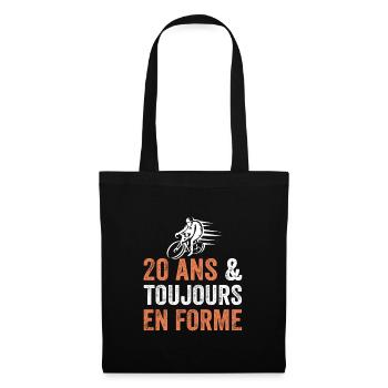 Cadeau anniversaire 20 ans Vélo - Sac en tissu - noir - Devant
