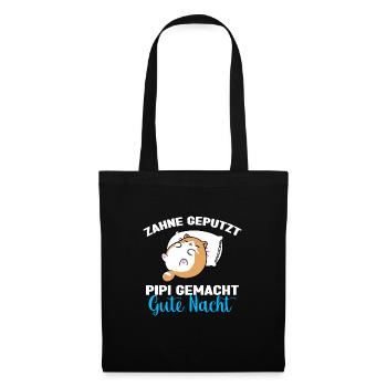 Katzen Schlafshirt Dicke Katze Gute Nacht - Stoffbeutel - Schwarz - Vorne