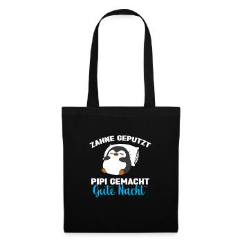 Pinguin Schlafshirt Pinguin Gute Nacht - Stoffbeutel - Schwarz - Vorne