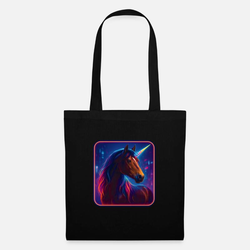 Einhorn in einer Cyberpunk World - Stoffbeutel - Schwarz