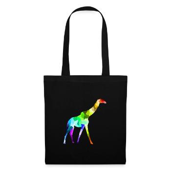 Bunte Regenbogen Giraffe Tiere Polygon - Stoffbeutel - Schwarz - Vorne