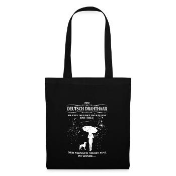 Hundeshirt f. Hundehalter & Deutsch Drahthaar - Stoffbeutel - Schwarz - Vorne