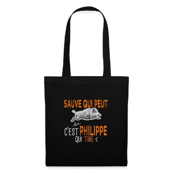 Philippe c est Philippe qui tire Humour Chasseur - Sac en tissu - noir - Devant