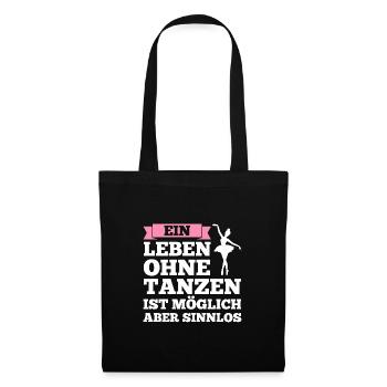 Ballerina Mädchen Balletttanz Geschenk - Stoffbeutel - Schwarz - Vorne