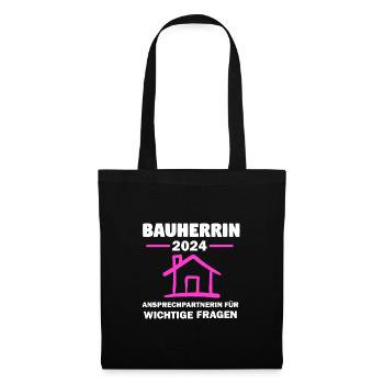 Bauherrin 2024 Hausbau Häuslebauer Geschenk - Stoffbeutel - Schwarz - Vorne