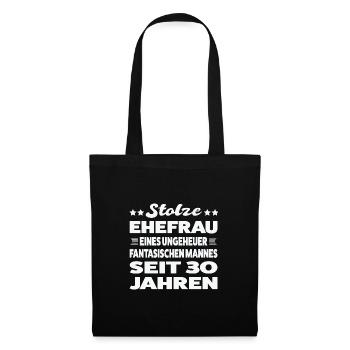 30 Jahre Ehe Ehefrau 30. Hochzeitstag Geschenk - Stoffbeutel - Schwarz - Vorne