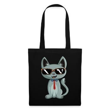 Funny Cat - lustige Katze / NEU als Sticker - Stoffbeutel - Schwarz - Vorne