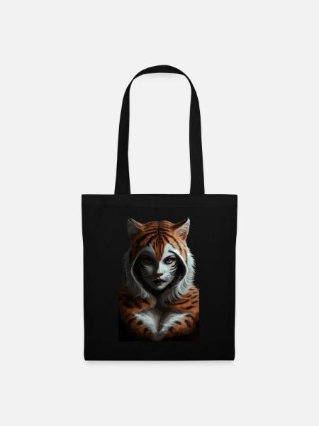 Wilder Dschungel Tiger Geist Fantasy Kunstwerk - Stoffbeutel - Schwarz