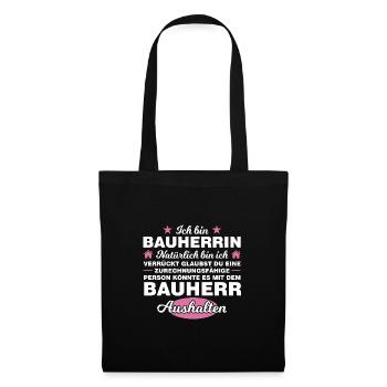 Bauherrin Bauherr Häuslebauer Geschenk - Stoffbeutel - Schwarz - Vorne