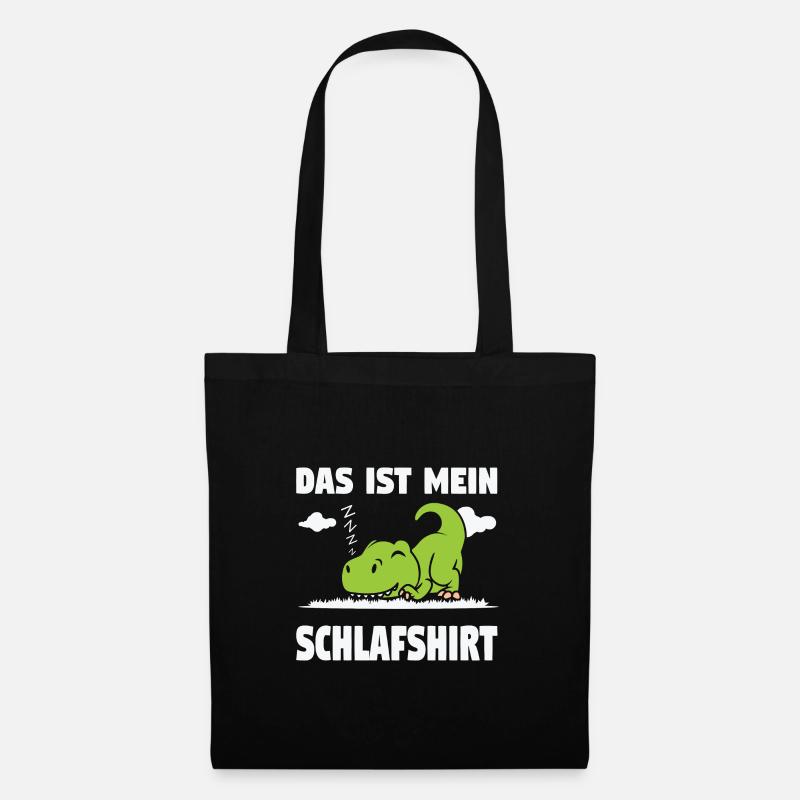 Schlafshirt T-Rex Pyjama Geschenk - Stoffbeutel - Schwarz