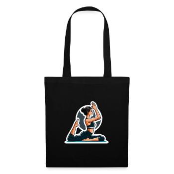 Yoga Frau Sticker - Stoffbeutel - Schwarz - Vorne
