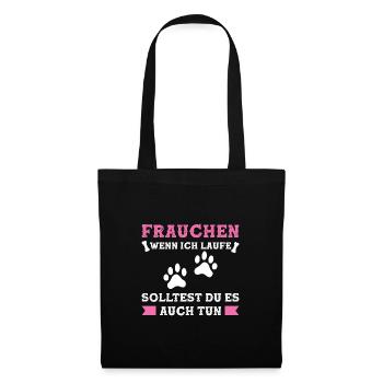 Frauchen Hund Hundebesitzerin Geschenk - Stoffbeutel - Schwarz - Vorne