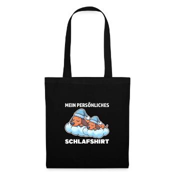 Schlafshirt Dachshund Dackel Geschenk - Stoffbeutel - Schwarz - Vorne