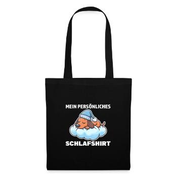 Schlafshirt Dachshund Schlafanzug Geschenk - Stoffbeutel - Schwarz - Vorne