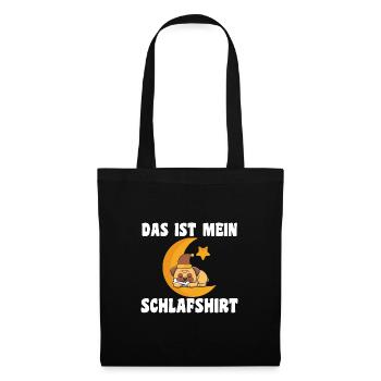 Schlafanzug Mops Schlafshirt Geschenk - Stoffbeutel - Schwarz - Vorne