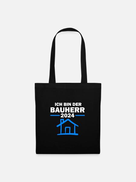 Bauherr 2024 Hausbau Häuslebauer Geschenk - Stoffbeutel - Schwarz